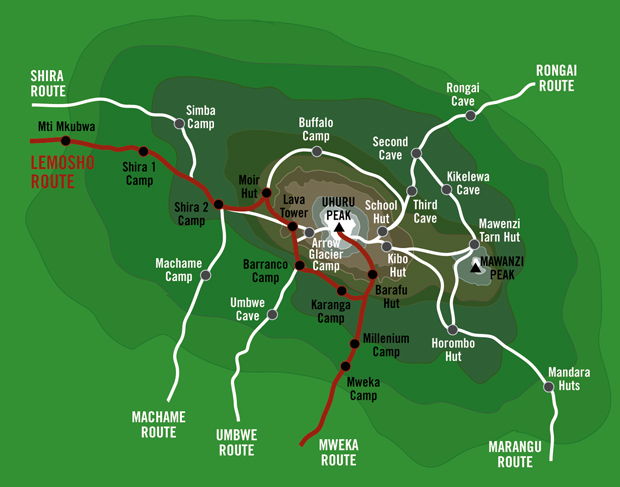 lemosho-route-map